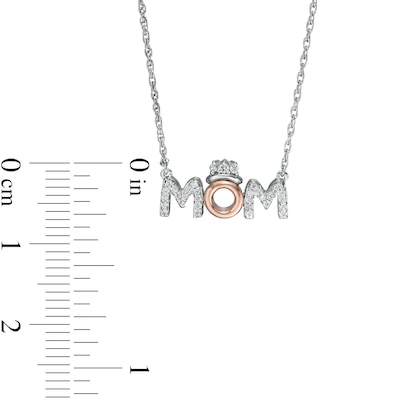 0.085 CT. T.W. Diamond "MOM" with Crown in Sterling Silver with 10K Rose Gold