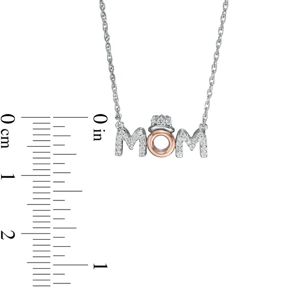 0.085 CT. T.W. Diamond "MOM" with Crown in Sterling Silver with 10K Rose Gold