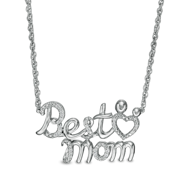 0.04 CT. T.W. Diamond "Best Mom" Necklace in Sterling Silver|Peoples Jewellers