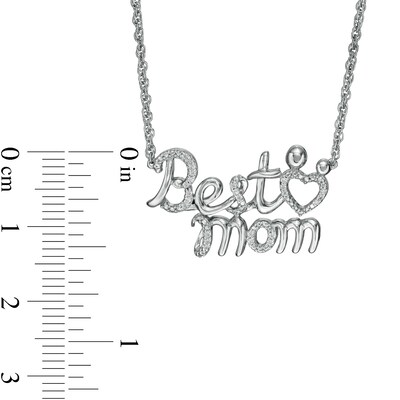 0.04 CT. T.W. Diamond "Best Mom" Necklace in Sterling Silver