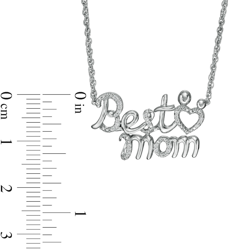 0.04 CT. T.W. Diamond "Best Mom" Necklace in Sterling Silver