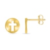 Cut-Out Cross Disc Stud Earrings in 10K Gold