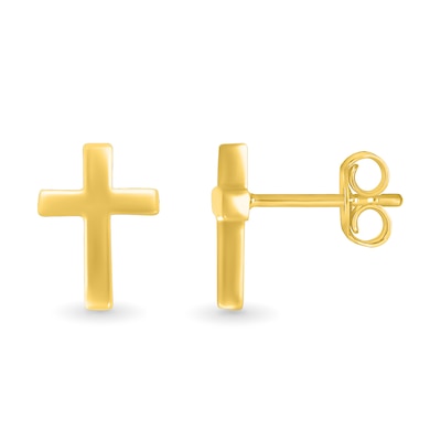 Cross Stud Earrings in 10K Gold