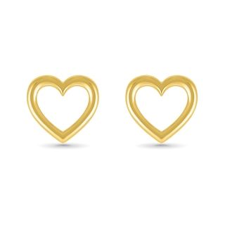 Heart Outline Stud Earrings in 10K Gold