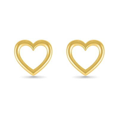 Heart Outline Stud Earrings in 10K Gold