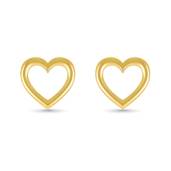 Heart Outline Stud Earrings in 10K Gold