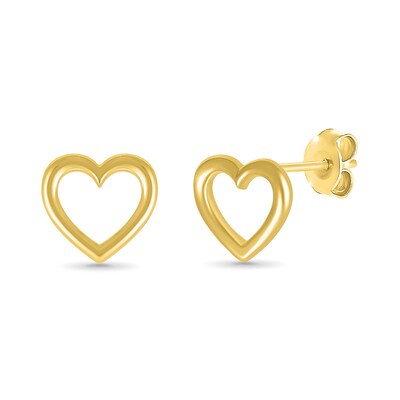 Heart Outline Stud Earrings in 10K Gold