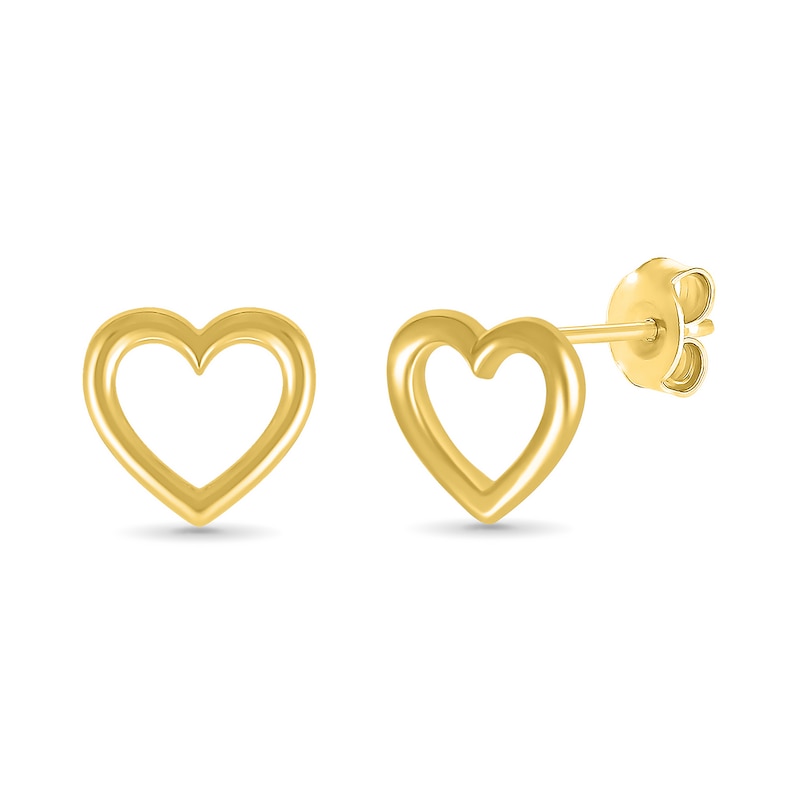 Heart Outline Stud Earrings in 10K Gold|Peoples Jewellers