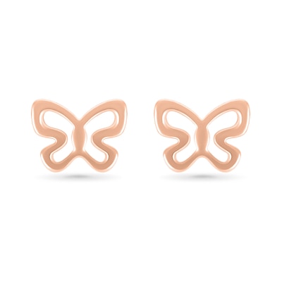 Butterfly Outline Stud Earrings in 10K Rose Gold