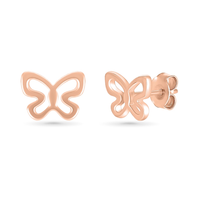 Butterfly Outline Stud Earrings in 10K Rose Gold|Peoples Jewellers