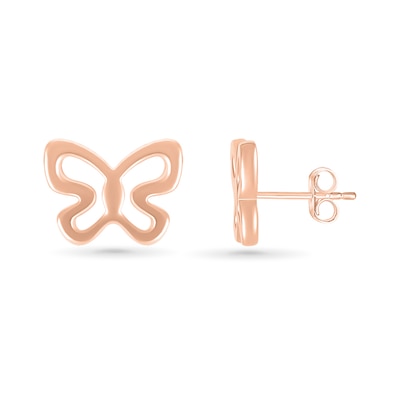 Butterfly Outline Stud Earrings in 10K Rose Gold