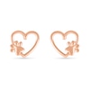 Thumbnail Image 0 of Heart-Shaped Paw Print Loop Heart Stud Earrings in 10K Rose Gold