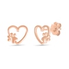 Thumbnail Image 1 of Heart-Shaped Paw Print Loop Heart Stud Earrings in 10K Rose Gold
