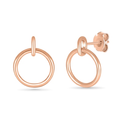 Open Circle Doorknocker Drop Earrings in 10K Rose Gold