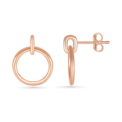 Open Circle Doorknocker Drop Earrings in 10K Rose Gold