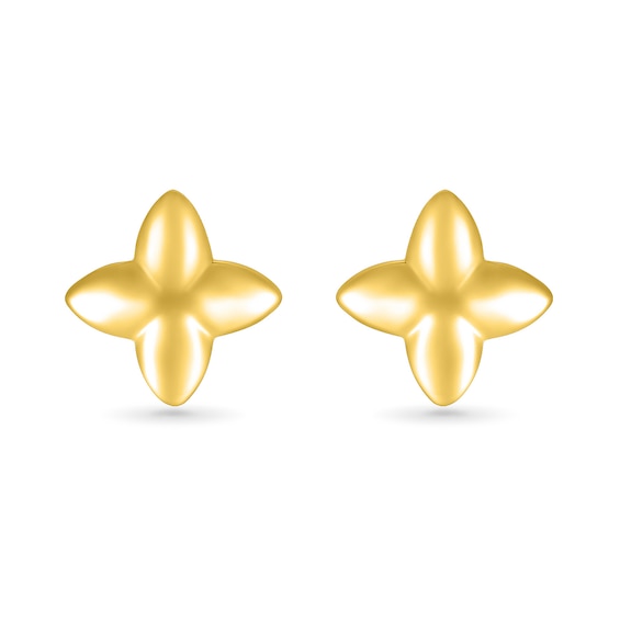 Rounded Four-Point Flower Stud Earrings in 10K Gold