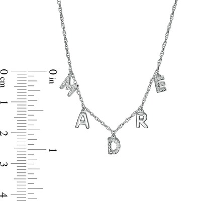 0.04 CT. T.W. Diamond Dangle "MADRE" Station Necklace in Sterling Silver