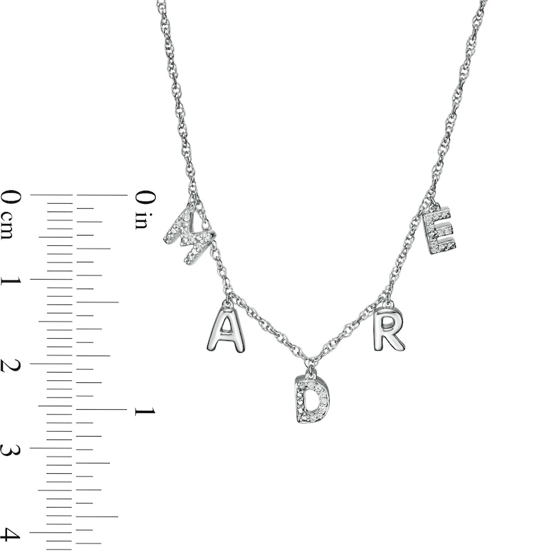 0.04 CT. T.W. Diamond Dangle "MADRE" Station Necklace in Sterling Silver|Peoples Jewellers