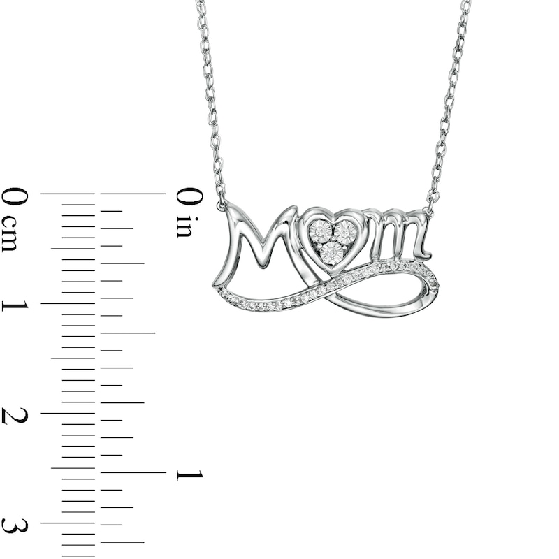 0.04 CT. T.W. Diamond Looped "MOM" and Heart Trio Necklace in Sterling Silver