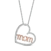 Thumbnail Image 0 of 0.15 CT. T.W. Diamond "mom" in Tilted Heart Pendant in Sterling Silver and 10K Rose Gold