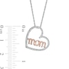 Thumbnail Image 2 of 0.15 CT. T.W. Diamond "mom" in Tilted Heart Pendant in Sterling Silver and 10K Rose Gold