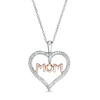 Thumbnail Image 0 of 0.18 CT. T.W. Diamond "MOM" in Heart Pendant in Sterling Silver and 10K Rose Gold