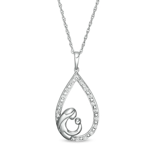 0.086 CT. T.W. Diamond Teardrop Pendant in Sterling Silver