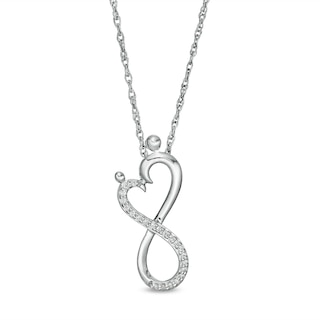 0.066 CT. T.W. Diamond Infinity Loop Heart Pendant in Sterling Silver