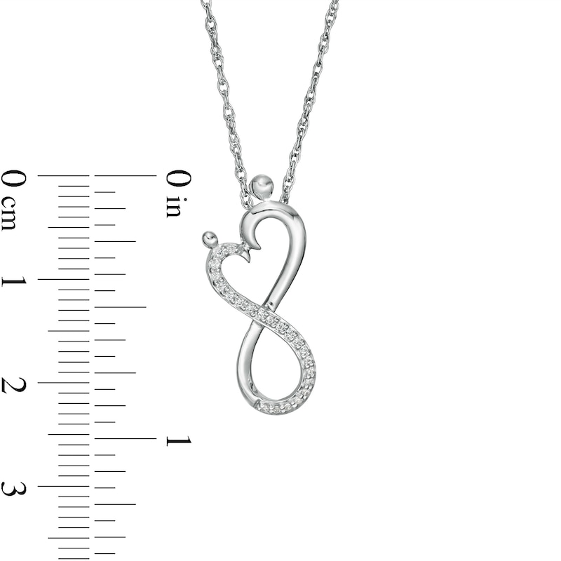0.066 CT. T.W. Diamond Infinity Loop Heart Pendant in Sterling Silver
