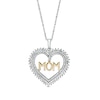 Thumbnail Image 0 of 0.23 CT. T.W. Diamond "MOM" Heart Sunburst Double Row Pendant in Sterling Silver and 10K Gold