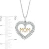 Thumbnail Image 2 of 0.23 CT. T.W. Diamond "MOM" Heart Sunburst Double Row Pendant in Sterling Silver and 10K Gold