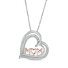 Thumbnail Image 0 of 0.18 CT. T.W. Diamond "MOM" Triple Row Heart Pendant in Sterling Silver with 10K Rose Gold