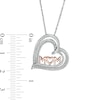 Thumbnail Image 2 of 0.18 CT. T.W. Diamond "MOM" Triple Row Heart Pendant in Sterling Silver with 10K Rose Gold