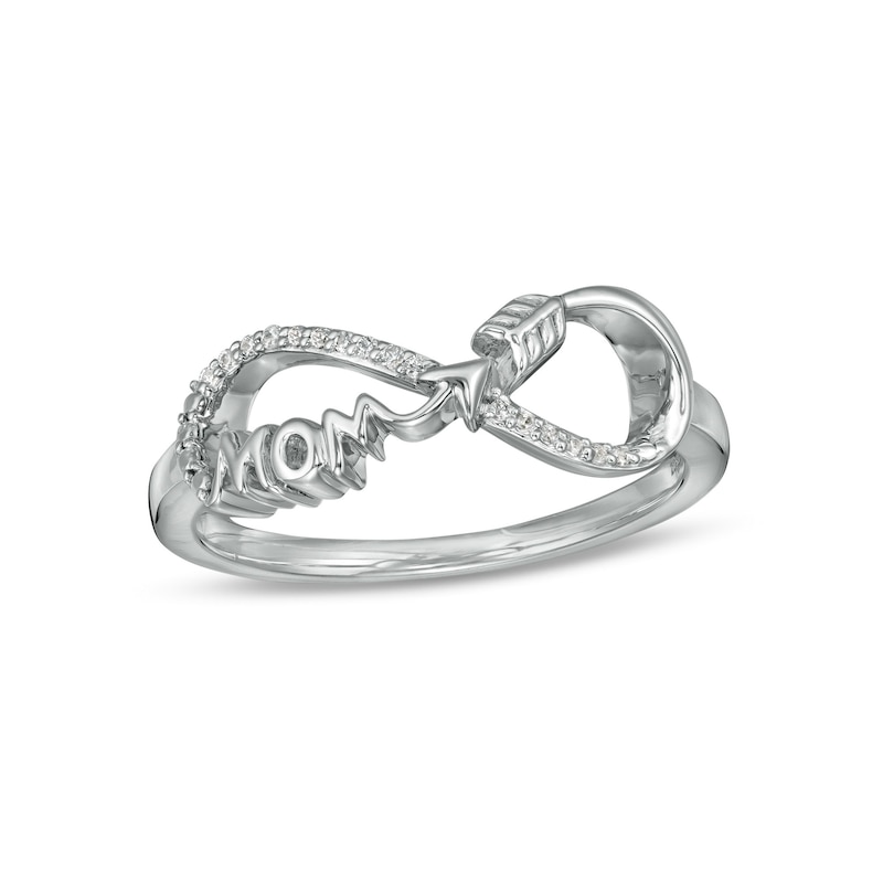 0.04 CT. T.W. Diamond "Mom" Infinity Arrow Ring in Sterling Silver|Peoples Jewellers