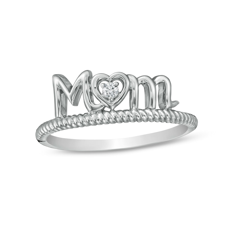 Diamond Accent "Mom" with Heart Twist Ring in Sterling Silver|Peoples Jewellers