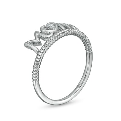 Diamond Accent "Mom" with Heart Twist Ring in Sterling Silver