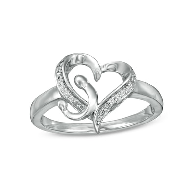 Diamond Accent Heart Ring in Sterling Silver