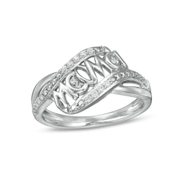 0.065 CT. T.W. Diamond &quot;mama&quot; Wave Ring in Sterling Silver