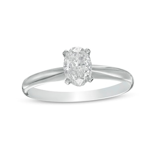 CT. Certified Oval Diamond Solitaire Engagement Ring in 14K White Gold (I/I1