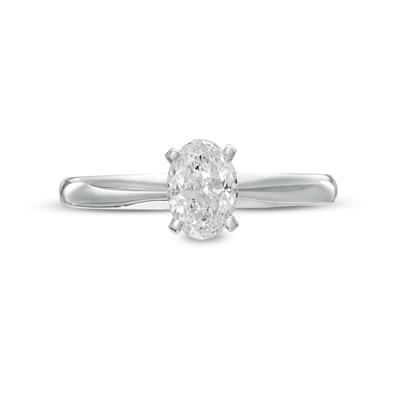 CT. Certified Oval Diamond Solitaire Engagement Ring in 14K White Gold (I/I1