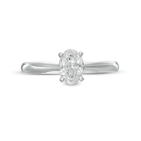 CT. Certified Oval Diamond Solitaire Engagement Ring in 14K White Gold (I/I1