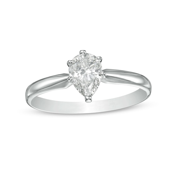 CT. Certified Pear-Shaped Diamond Solitaire Engagement Ring in 14K White Gold (I/I1