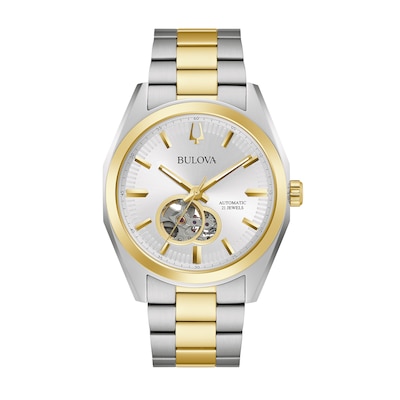 Men's Bulova Surveyor Two-Tone Automatic Watch with Silver-Tone Skeleton Dial (Model: 98A284)