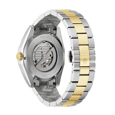 Men's Bulova Surveyor Two-Tone Automatic Watch with Silver-Tone Skeleton Dial (Model: 98A284)