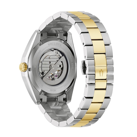 Men's Bulova Surveyor Two-Tone Automatic Watch with Silver-Tone Skeleton Dial (Model: 98A284)