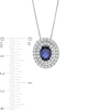 Thumbnail Image 3 of Oval Blue and White Lab-Created Sapphire Convertible Pendant in Sterling Silver