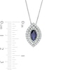 Thumbnail Image 3 of Marquise Blue and White Lab-Created Sapphire Convertible Pendant in Sterling Silver