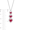 Thumbnail Image 2 of Heart-Shaped Lab-Created Ruby and White Lab-Created Sapphire Linear Trio Pendant in Sterling Silver