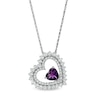 Thumbnail Image 0 of 6.0mm Amethyst and White Lab-Created Sapphire Tilted Heart Pendant in Sterling Silver