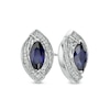 Marquise Blue and White Lab-Created Sapphire Frame Stud Earrings in Sterling Silver